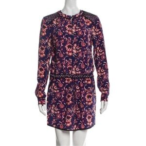 Veronica Beard sz 4 Floral Long Sleeve silk mini dress great condition